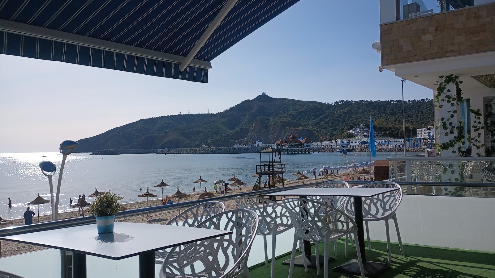 Beautiful Mediterranean beachfront dining terrace